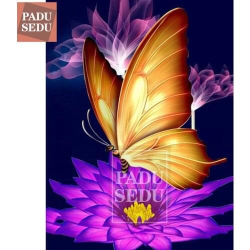 5D Diy Diamond Painting Purple Flower Full Square Mosaic Beads Embroidery Cross Stitch Butterfly Flowers Picture Of Rhinestones