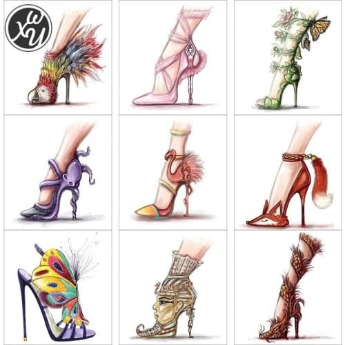 Animals High Heels Diamond Paintings for Adults Funny Cross Stitch Kits Fox Flamingo Elephant Diamond Mosaic Fantasy Accessories