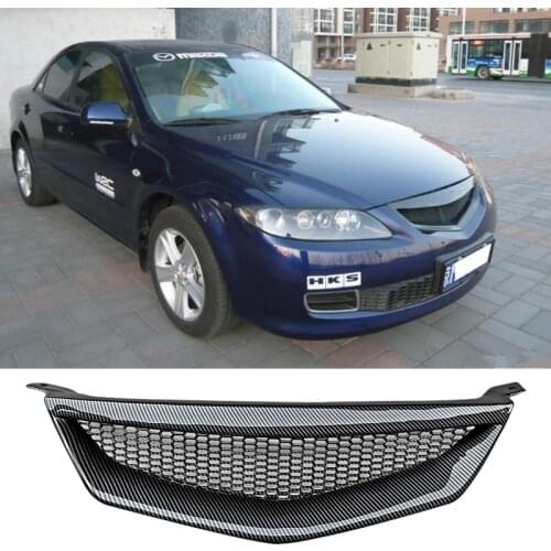 Racing Grill Bumper Carbon Surface Mesh Front Grill Refit Accessories GR Style M6 08-16 For First Generation Mazda 6 2003 - 2010