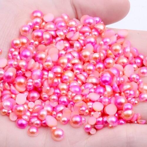 Big Pack 6mm 5000pcs RainBow Color Half Round Pearls Flatback Imitation Craft DIY Wedding Dresses DIY Nail Art Decorations
