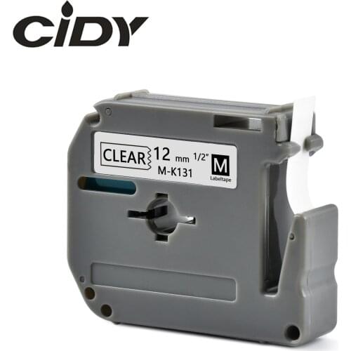 Cidy MK131 MK 131 M-K131 Black on clear label tapes for PT-65 PT-70 PT-80 PT-85 PT-90 PT-M95 PT-100 PT-110 PT-45M Label Printer