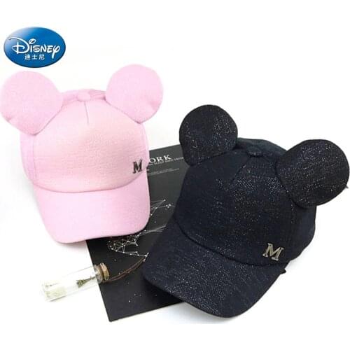 Disney Minnie Mouse Baby Hat For Girl Boy Kids Baseball Cap Letter M Childrens Cotton Big Mickey Ears Toddler Hip Hop Caps