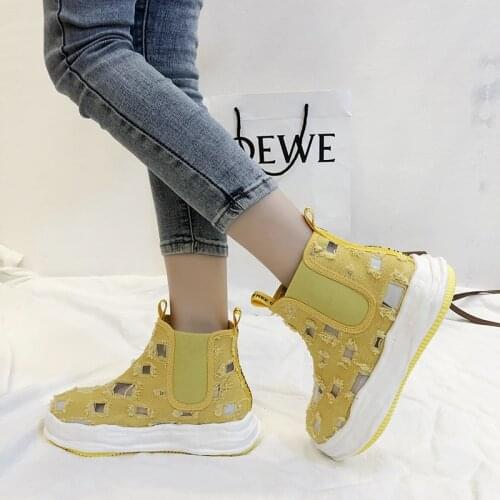 Platform Sneakers Designer High Top Hollow Breathable Canvas Jogging Autumn Sport Shoes Lady