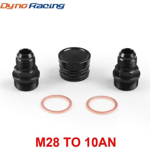 Rear Block Breather Fittings And Plug Black For Honda Acura B16 B18C Catch Can M28 To 10AN