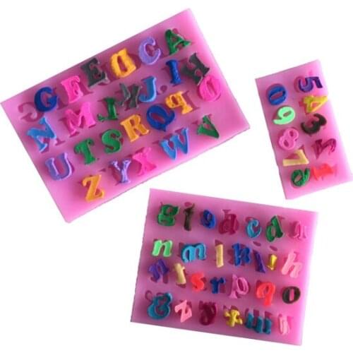 Form 3PCS Kitchen Accessories Chocolate Molds English Letters Number Shape Fondant Cake Soap Molds Pastry Stencils