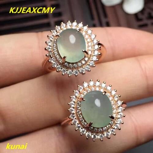KJJEAXCMY fine jewelry 925 Silver - inlaid with natural emerald ring - plated rose gold