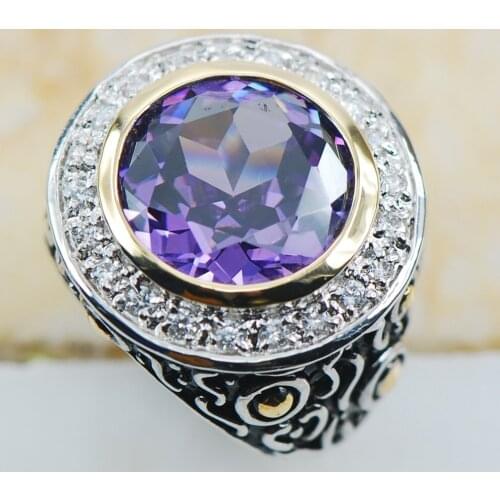 Purple Crystal Zircon 925 Sterling Silver Top Quality Fancy Jewelry wedding Ring Size 6 7 8 9 10 F1168