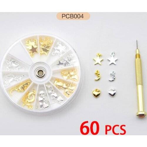 Nail Pendant Punch Drill Punch Pendant Nail Art Metal Decoration Nail Art Alloy Hollow Circle Star Moon Shell Disc Set