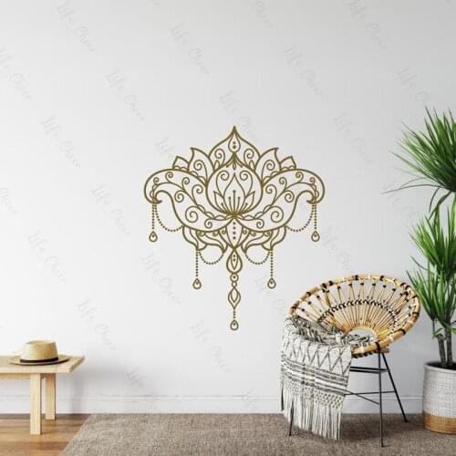 Mandala Flower Lotus Vinyl Wall Sticker Yoga Studio Self Adhesive Art Sticker Unique Home Decor Bedroom Removable Wall Sticker