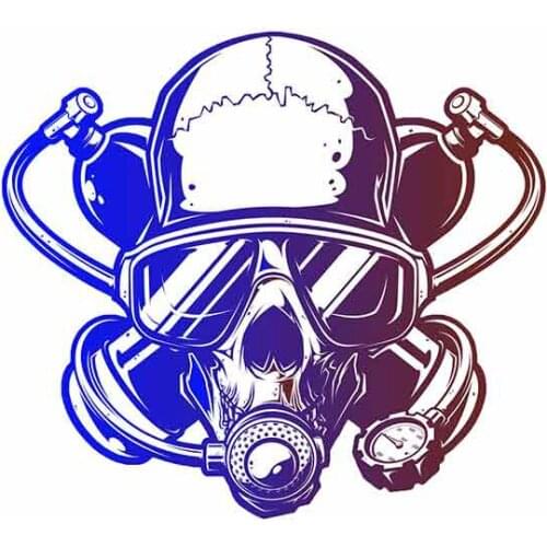 LLY-0469 Fun Car Stickers Scuba Diver Skull Modeling Decal PVC Cars Motorcycle Exterior Accessories Waterproof Decals Decor