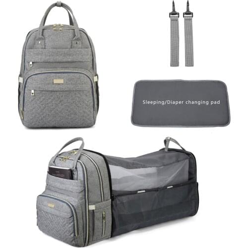 New Printed Multifunctional Outdoor Mosquito Net Mommy Bag Folding Crib Leisure Fashion Double Shoulder Mother and Baby Bag