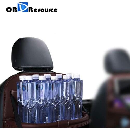 Pu Leather Car Seat Back Organizer Tray Travel Car Storage Organizer Pad Bag With Foldable Table Car Trash Can Auto Accessories