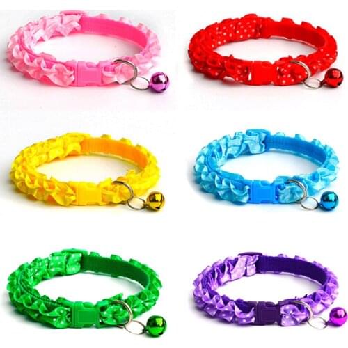 Pet Cat Collars for Small Puppy Pet Dog Collars Bell Adjustable Buckle Chihuahua Leash Dog Collars
