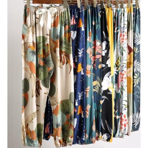 Cotton Silk Pajamas Womens Close-up Trousers Summer New Style Large Size Loose Can Be Worn with Pocket Lantern Trousers