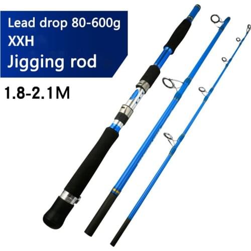 Fishing Rod Spinning Carbon Fiber Lure 80-600g XXH 1.8m 2.1m Slow Jigging Sea Boat Fishing Rod Spinning 3Section Ocean Saltwater