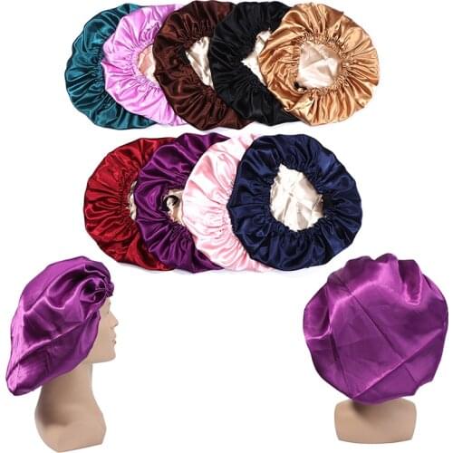 New Satin Hair Cap For Sleeping Invisible Flat Imitation Silk Round Haircare Women Headwear Ceremony Adjusting Button Night Hat