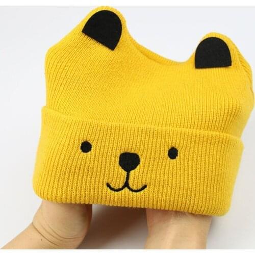 Baby Kids Cute Cartoon Hats Girls Boys Spring Autumn Winter Ear Knitted Cotton Beanie Cap Newborn Baby Soft Knitting Beanie Caps
