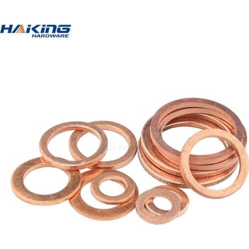 Solid Copper Washer Shim Flat Ring Gasket Rings M5 M6 M8 M10 M12 M14 Seal Plain O Ring Spacer 10/20/50 Pcs Washers Fastener