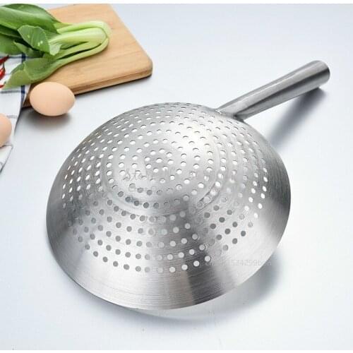 Thick Stainless Steel Mesh Strainer Colander Handle Cookware Oil Strainer Flour Sifter Colander Kitchen Cooing wok 28/30cm