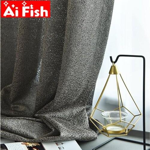 Nordic Solid Black Gray Birds Nest Window Screen Voile Thickened Shading Light Transmissive Opaque Tulle Bedroom Curtains #4