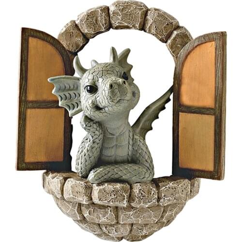 Resin Garden Dragon Statues Decor Outdoor Patio Lawn Porch Yard Ornaments
