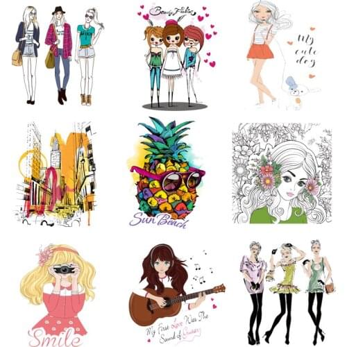 Iron on Transfer for Clothing Thermoadhesive Patches Clorhing Stickers Diy Girls Patch Fusible Stripes Appliques for Clothes J