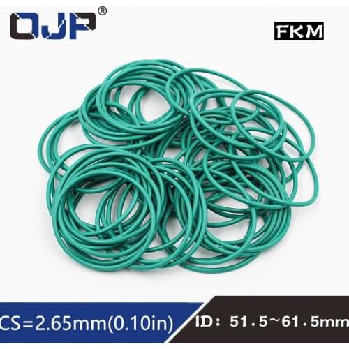 1PC/lot Fluorine rubber Green FKM O ring Seal CS2.65mm ID51.5/53/54.5/56/58/60/61.5mm Rubber ORing Seal Gasket