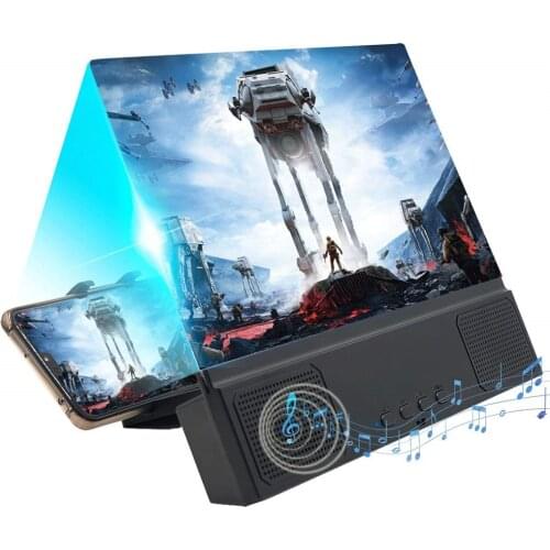 Magnification 3X 12 Inch Video Mobile Phone Screen Magnifier with Bluetooth Speaker Table Top Stand Cellphone Magnifying Glass