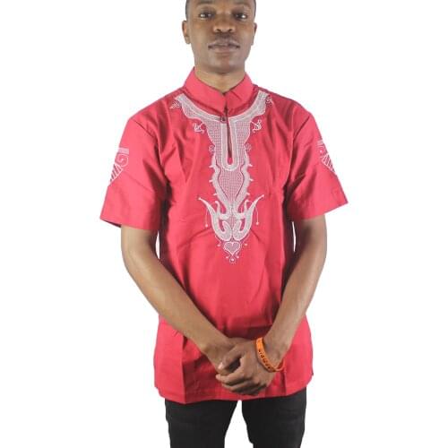 Red age old tradition dashiki Ghana West African Embroidered Tops