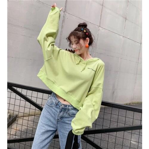 Make early autumn with han edition joker contracted loose show thin leisure hats long sleeve short fleece female