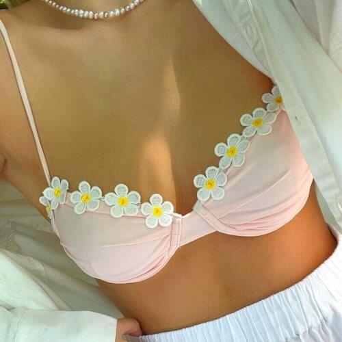 Pink Camis Floral Patchwork Crop Tank Top Spaghetti Strap Sexy Summer Tops Ruched Streetwear Missnight