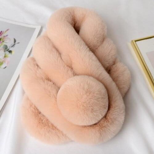 Women Winter Scarf Luxury Faux Fur Warm Scarf Fashion Soft Plush Thicken Snood Scarves Shawl for Adult Kids Women Girls Outdoor
