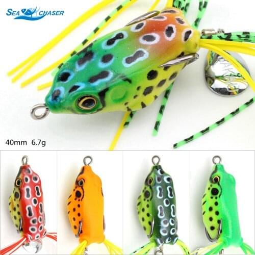 1pcs 40mm 6.7g Soft Frog Fishing Lure 3D Eyes 2 Treble Hooks Bass Crankbait Topwater Floating artificial Bait
