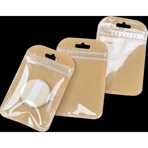 5000pcs/lot 7*11cm Small kraft paper ziplock bag Jewelry Zip Zipped Lock Reclosable Poly Bags clear Mini Thick Pouch SN3471
