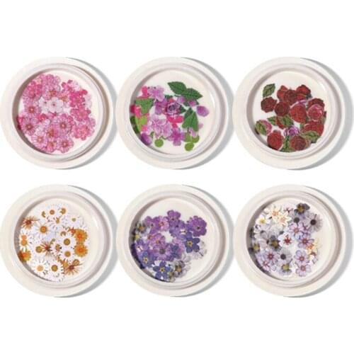 Q1FB 6 Boxes 3D Flowers Butterfly Nail Art Decals Sticker Colorful Mixed Wooden Slice Flakes Charms Sequins for Manicure