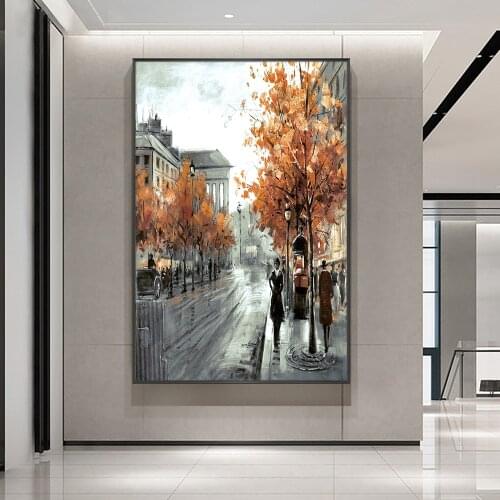 Abstract People In The Street 100% Hand Painted Oil Painting On Canvas Abstract Trees Painting For Living Room Home Decoration