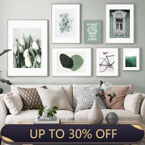 Lily abstract geometric green nature wall decoration nordic poster and print art wall picture canvas painting