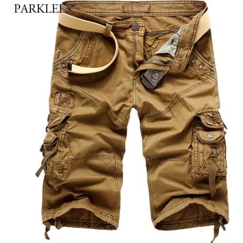 White Mens Cargo Capri Pants Comfortable Mens Cotton Cropped Trousers Casual Slim Fit Multi-pocket Military Tactical Work Pants