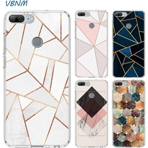 Light Gold Pink Geometric Case For Huawei Honor 30 30s Play4T 20 9X Pro 8X 10 lite 9A 8A 8C 8S 9 V30 Y5 Y6 Y7 Y9 2019 Cover
