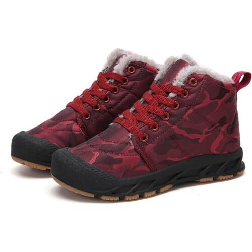 Kids Snow Boots 2020 New Winter Thick Plush Children Boots Vintage Camouflage Boys Sneakers Waterproof Girls Casual Shoes