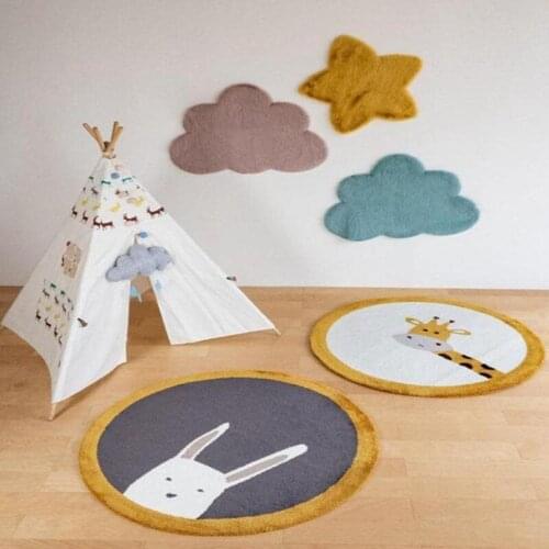 Baby Play Mat Crawling Carpet Kids Room Floor Rug Round Cartoon Deer Elk Printed Game Pad Playmat Children Bedroom Nursery 69HE