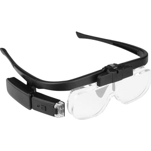 Illuminated Magnifying Glass 1.5X 2.0X 2.5X 3.5X 4.0X 4.5X LED USB Rechargeable Headband Free Hand Magnifying Loupes With Light