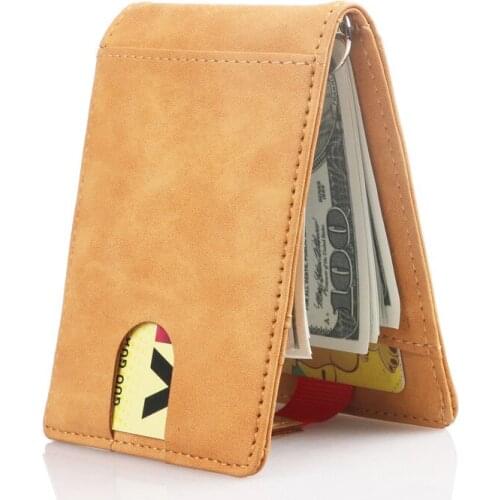 RFID Blocking Leather Money Clip Sim Pocket Wallet Business Credit Card Case Holder Cover