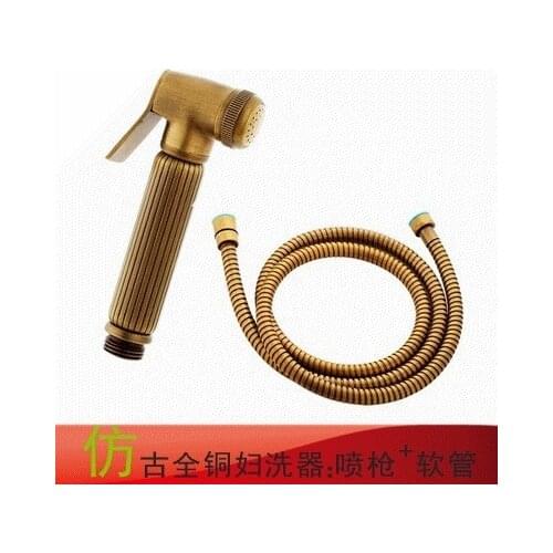 Creative all-copper antique gold purifying bidet booster spray gun cleaning butt flusher toilet watering flowers