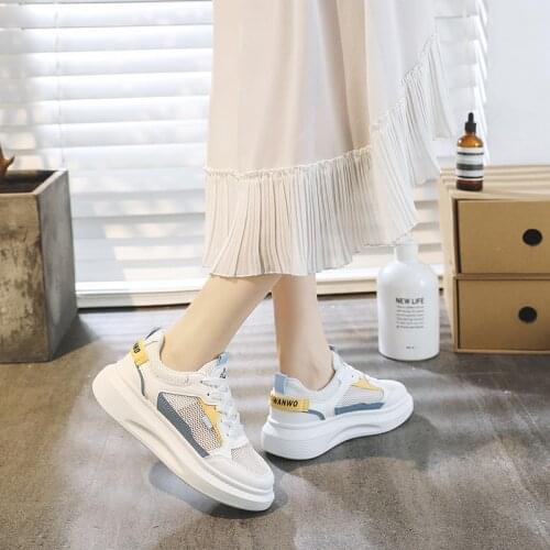 New Summer Womens Sneakers Light Breathable Casual Shoes Fashion Mesh Running Shoes Platform Non-slip Fitness Shoes
