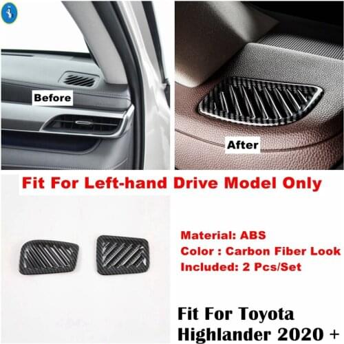 Car AC Air Outlet Conditioning Cover Vent Decoration Trim Fit For Toyota Highlander 2020 - 2022 Carbon Fiber Look Accessories