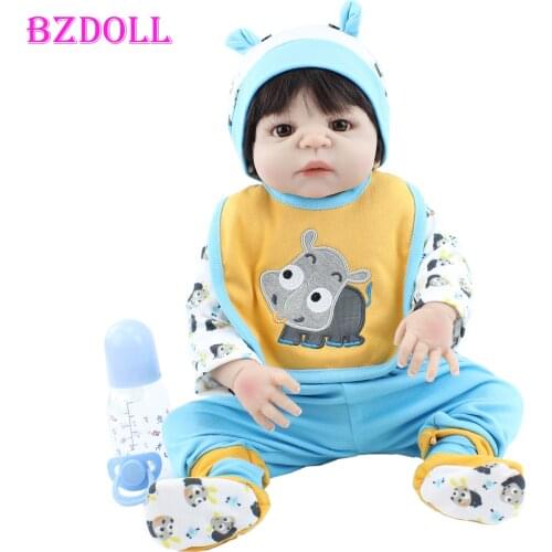 55CM Soft Silicone Body Reborn Baby Boy Doll Toy For Girl Lifelike Vinyl Newborn Alive Bebe Boneca Child Dress Up Gift