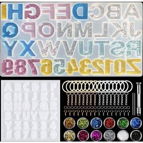 2021 Hot DIY Resin Jewelry Casting Mold Letter Number Pendants Key Chain Silicone Mold for DIY Jewelry Making Tools