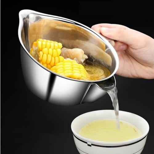700ml/23.6oz Oil Fat Separator Stainless Steel Oil Soup Strainer Bowl with Handle Multipurpose Use Grease Oil Filter Strainer