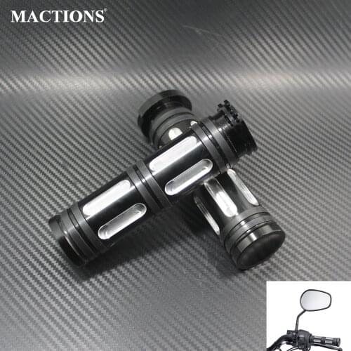 Motorcycle CNC Handle Bar Grips 1'' Hand Grip Aluminum Black For Harley Touring Sportster XL 883 1200 Dyna Softail Road King